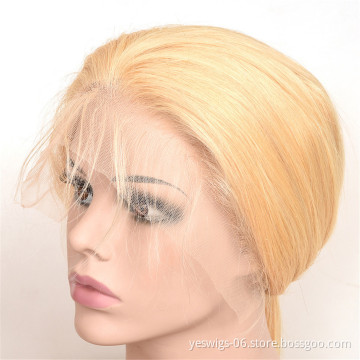Cuticle Aligned Color Human Hair Wig 613# 13*4 Inch Transparent Lace Front Hair Wigs Color Wigs Factory Price